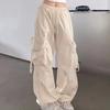 Beige Hip Hop Cargo Pants Women Harajuku Y2K Vintage Baggy Streetwear Oversize Wide Leg Parachute Trousers Female Korean Fashion
