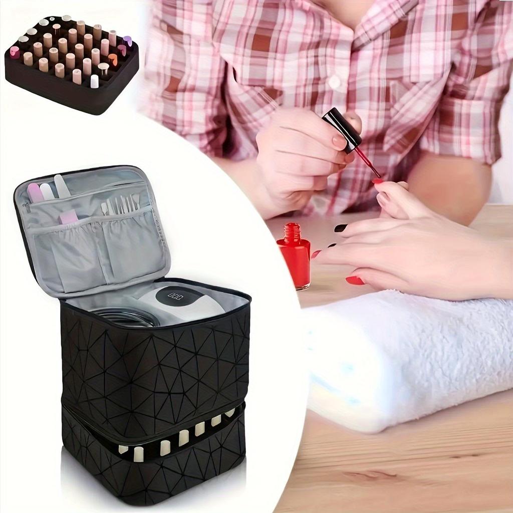 Dual-Layer Large-Capacity Cosmetic and Nail Polish Storage Bag