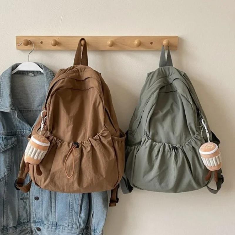 Повседневный рюкзак для женщин, большой емкости, модный, для школьников, плиссированный, тканевая сумка, корейский дорожный рюкзак