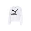 Color-Block Logo Print Sporty Crew Neck Sweatshirt Women Tops White 531382-02