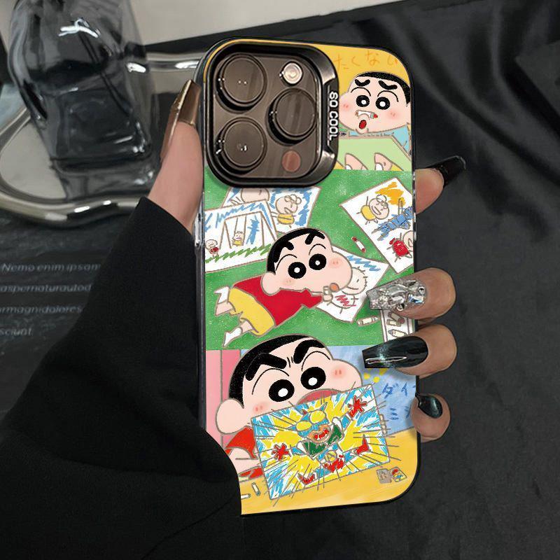 Чехол с картинкой Син-чана для Apple 17 Pro Max XS - Подходит для 13, 14, 15, 16, 17 - Модный и прочный дизайн