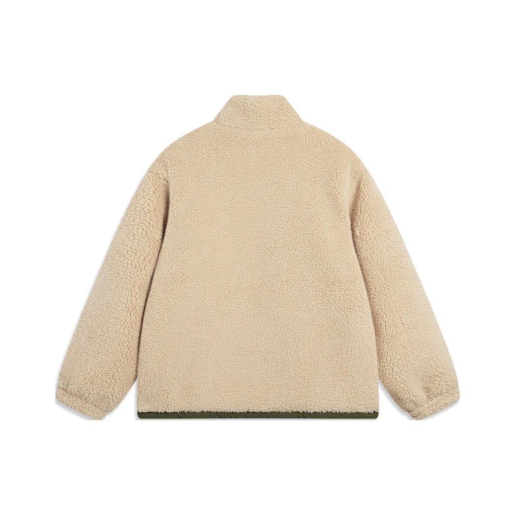 Li Ning CF Su Series однотонная хлопковая куртка с длинными рукавами и воротником-стойкой, унисекс, молочно-коричневая AJMT309-1