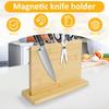 Деревянный магнитный держатель для ножей с противоскользящим основанием, двухсторонний универсальный держатель для ножей, подставка для ножей для набора ножей, кухонный инструмент для столешницы