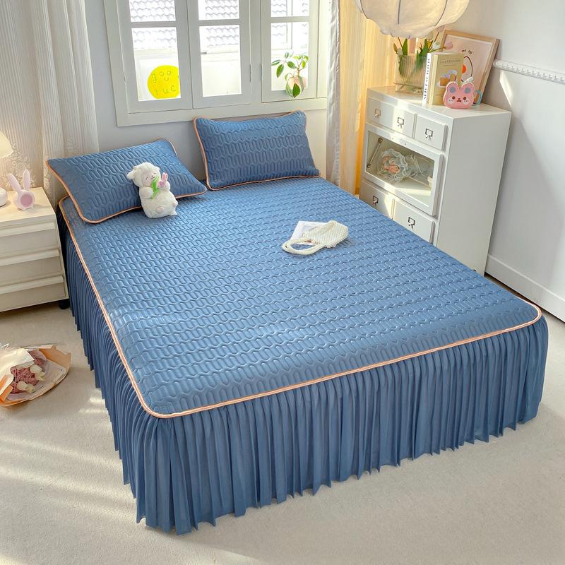 Новый свежий однотонный кружевной крутой латексный летний коврик-юбка-кровать, комплект из трех предметов