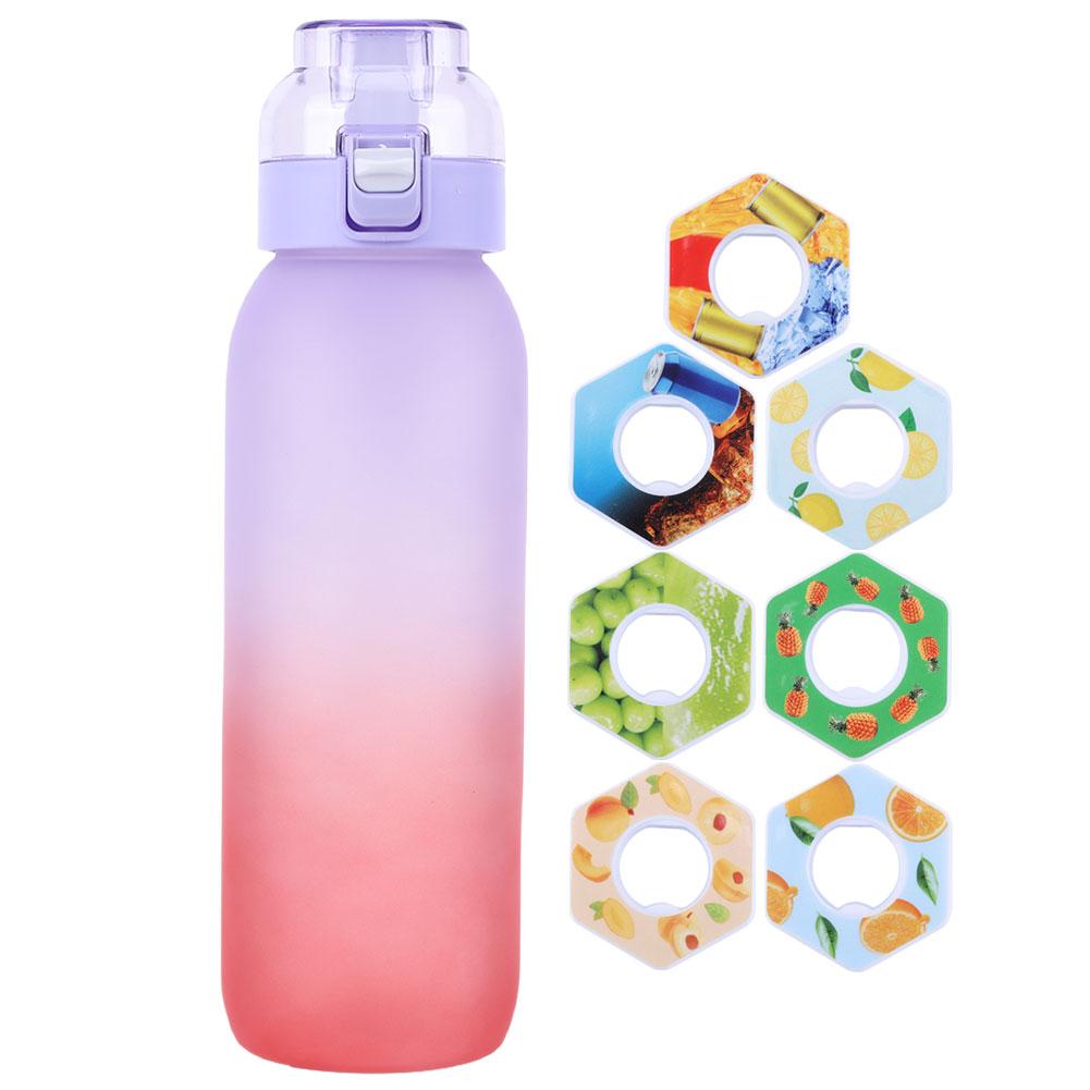 1000ML Air Water Bottle Tritan with 7 Flavour Pods Fruit Fragrance Water Bottle 0% Sugar Water Cup Suitable for Outdoor Sports