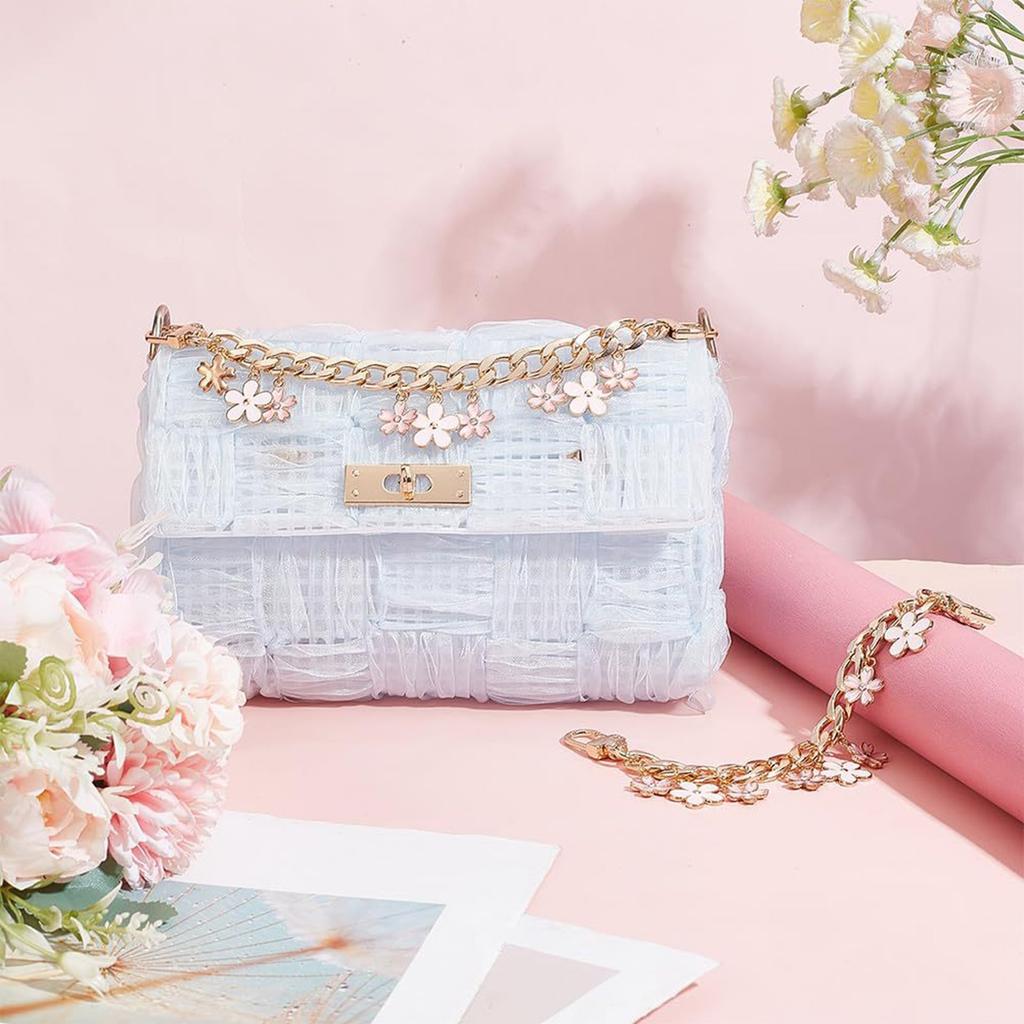 Элегантный ремешок-цепочка для сумки, сплавная цепочка на замену с подвеской-цветком, модное украшение для наплечных сумок и кошельков