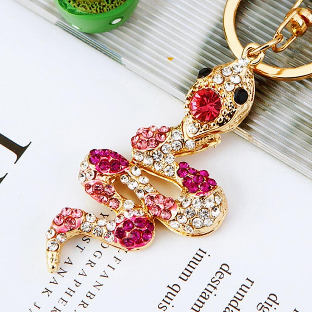 Fortune Rhinestone Snake Keychain Exquisite Women's Bag Pendant Cute Snake Lucky Pendant  Couple