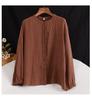 Women's Retro Cotton-Linen Shirt: Loose Round Neck, Casual Jacket, Long Sleeves - Perfect for Spring or Autumn.