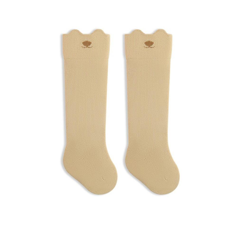 Дышащие носки для малышей без косточек средней длины, новые однотонные полосатые гольфы для детей