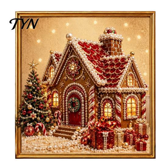 Artistic Faux Pearl Bead Kits Christmas Art Kit, Winter Scene DIY Painting Holiday Craft for Kids 3D Sparkling Animal Wall Kit Adults,