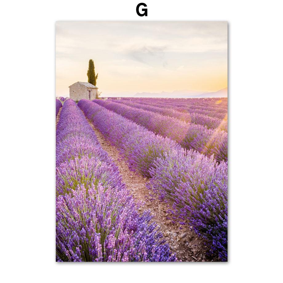 Лавандово-фиолетовый пляжный пейзаж, природные постеры и принты, картины на холсте, настенные художественные картины для гостиной, домашний декор