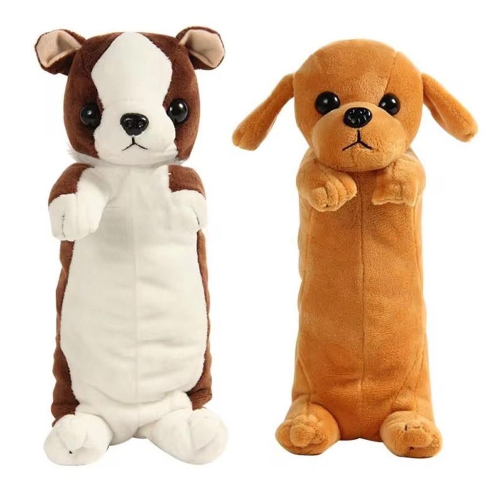 Cute Dogs Pencil Bag Soft Plush Stationery Storage Bag Creative Puppy Pencil Pouch  Girl Boy