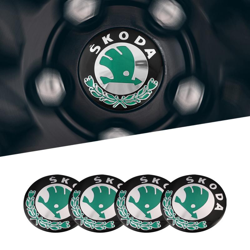 4Pcs 56mm Car Wheel Center Cap Emblem Stickers for Skoda Superb Fabia Kamiq Karoq Kodiaq Octavia Rapid Scala Exterior Accessorie hbkm45