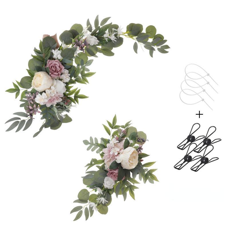 2Pcs/set Artificial Wedding Arch Flower Wedding Welcome Sign Flowers Artificial Fake Flowers Wedding Outdoor Arch Floral Flowers Party Decor Supplies