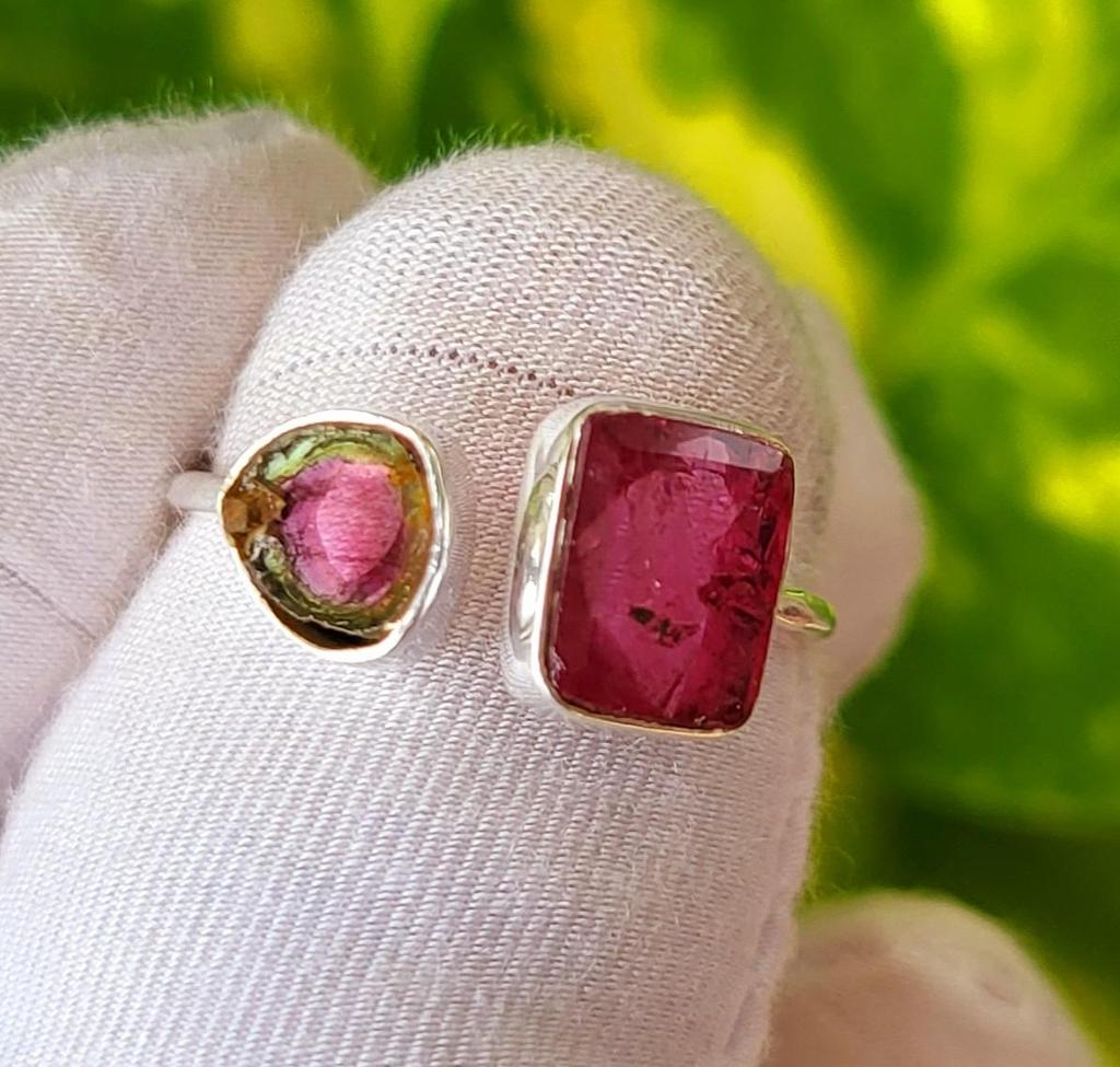 Кольцо из натурального розового необработанного арбузного турмалина из стерлингового серебра 925 пробы 8 шт., подарок от США, A 54