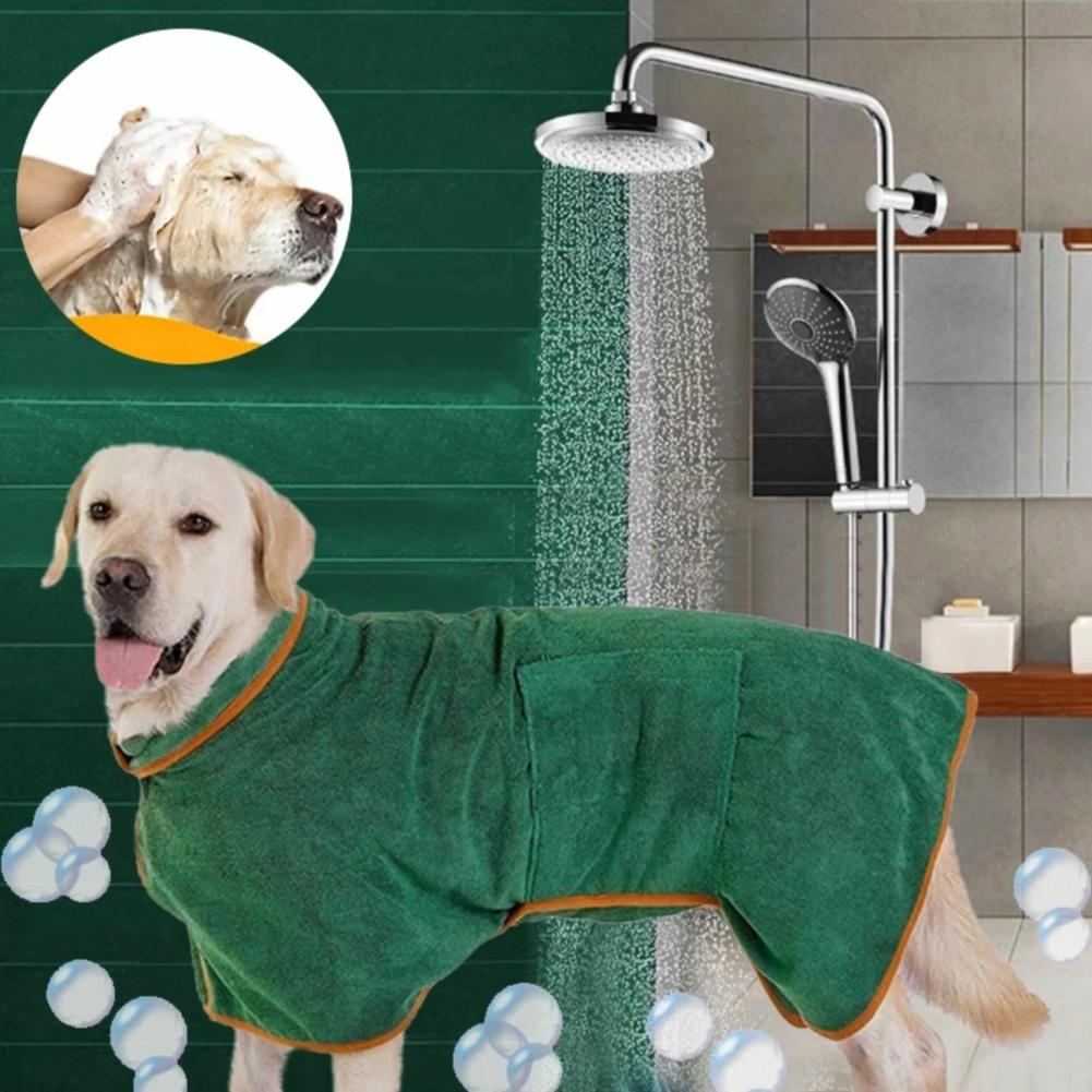 Pet Dog Bathrobe Super Absorbent Pet Bath Towel Quick Dry Soft Adjustable Bath Bags Robe