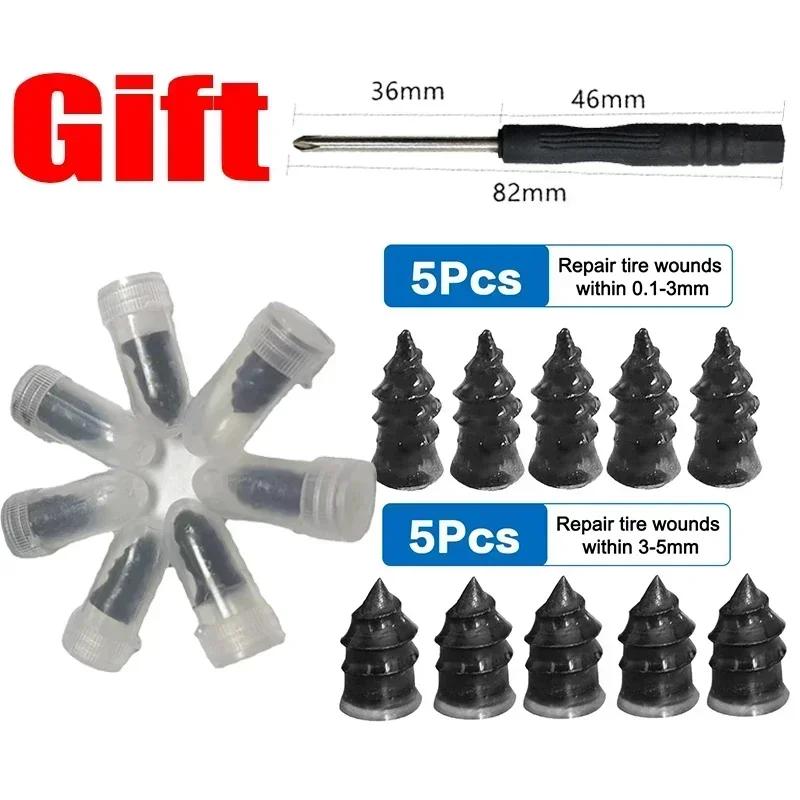 Self-Service Tire Repair Nails for Flat Tires,Rubber Tire Plugs Vacuum Puncture Repair Kit for Motorcycle Tire Repair Screws