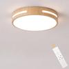30W LED Ceiling Light, White Wood Grain, Japanese Style, DimmableColor Adjustable, Remote Control Included, Full and Half-Light Modes, Night Light