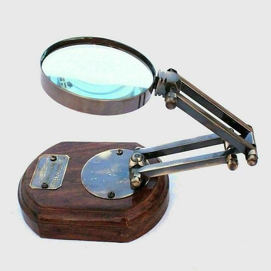 Table Top Magnifying Glass Desk Brass  30.48cm Nautical Gift, Adjustable Magnifying Glass, Zoomer Beautiful Gift