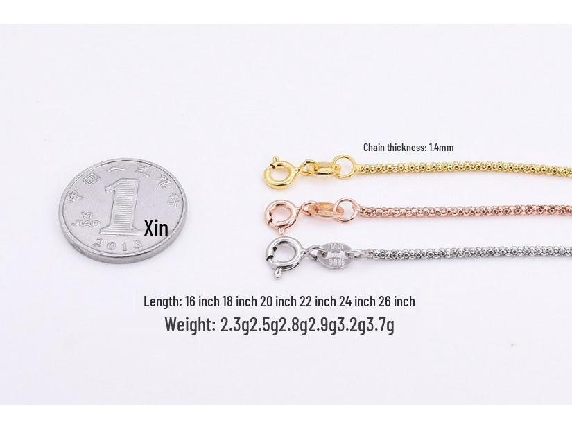 Модное ожерелье из круглых бусин из чистого серебра 999 пробы для мужчин и женщин - Длинная простая цепочка для свитера