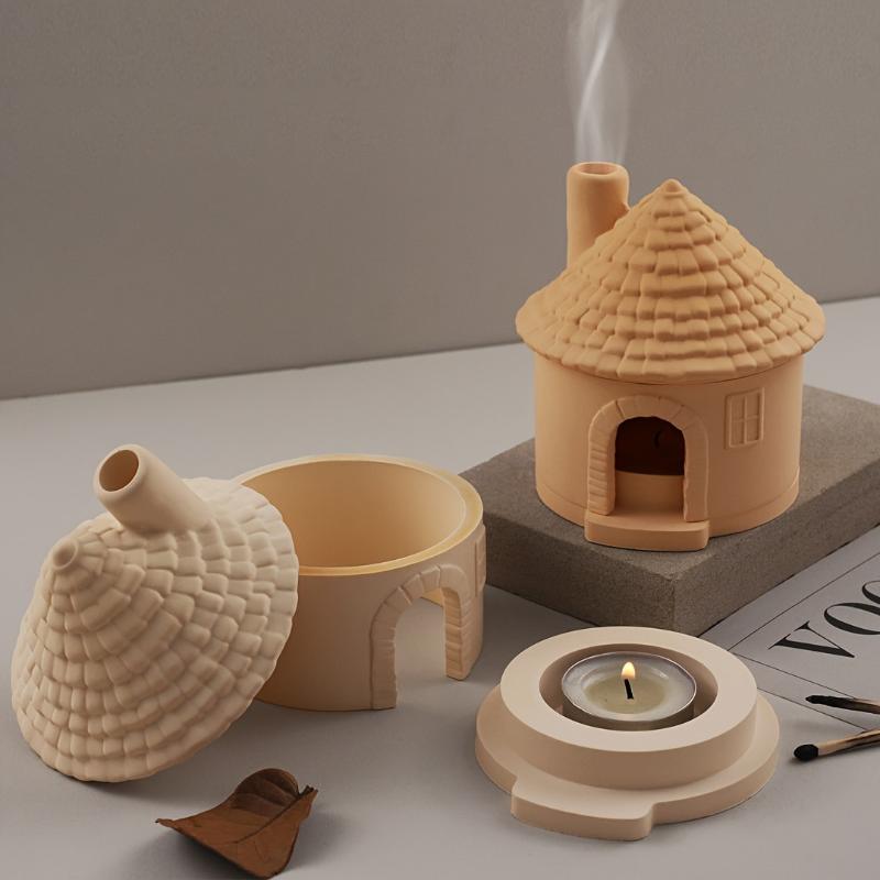 3D Форма для аромалампы в виде домика, DIY Дымоходы, Подсвечник, Силиконовые формы, Гипс, Бетон, Смола, Аромалампы, Набор для творчества