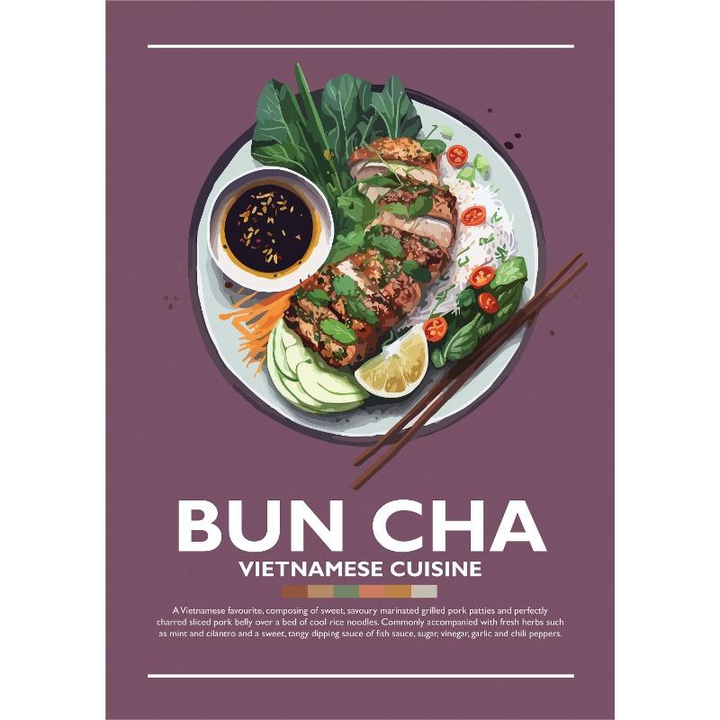 Минималистский вьетнамский постер с едой Banh Mi Bun Cha Goi Cuon Banh Xeo Cao Lau Картина на холсте Настенная картина для кухни Декор для дома