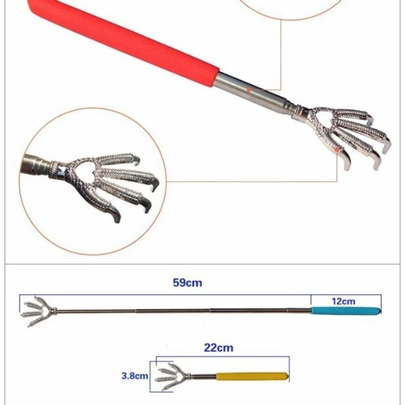 Новый держатель для ручки из нержавеющей стали, скребок для спины в виде медвежьего когтя, выдвижной карманный набор для скребкового массажа, пылесборник