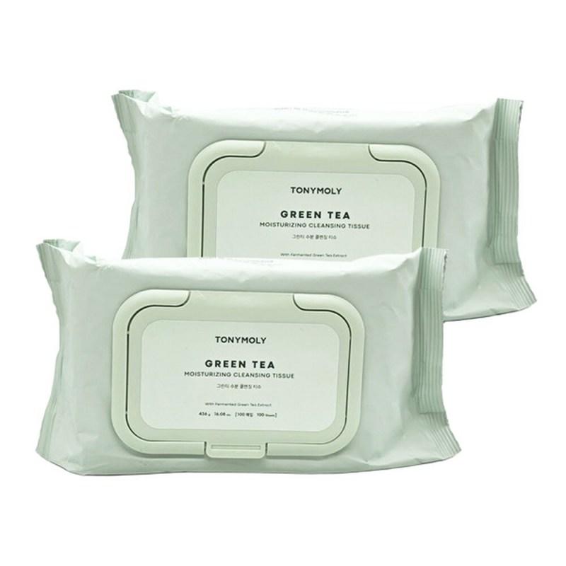 Tony Moly Очищающие салфетки с зеленым чаем, увлажняющие, 100 шт. x 2 шт.