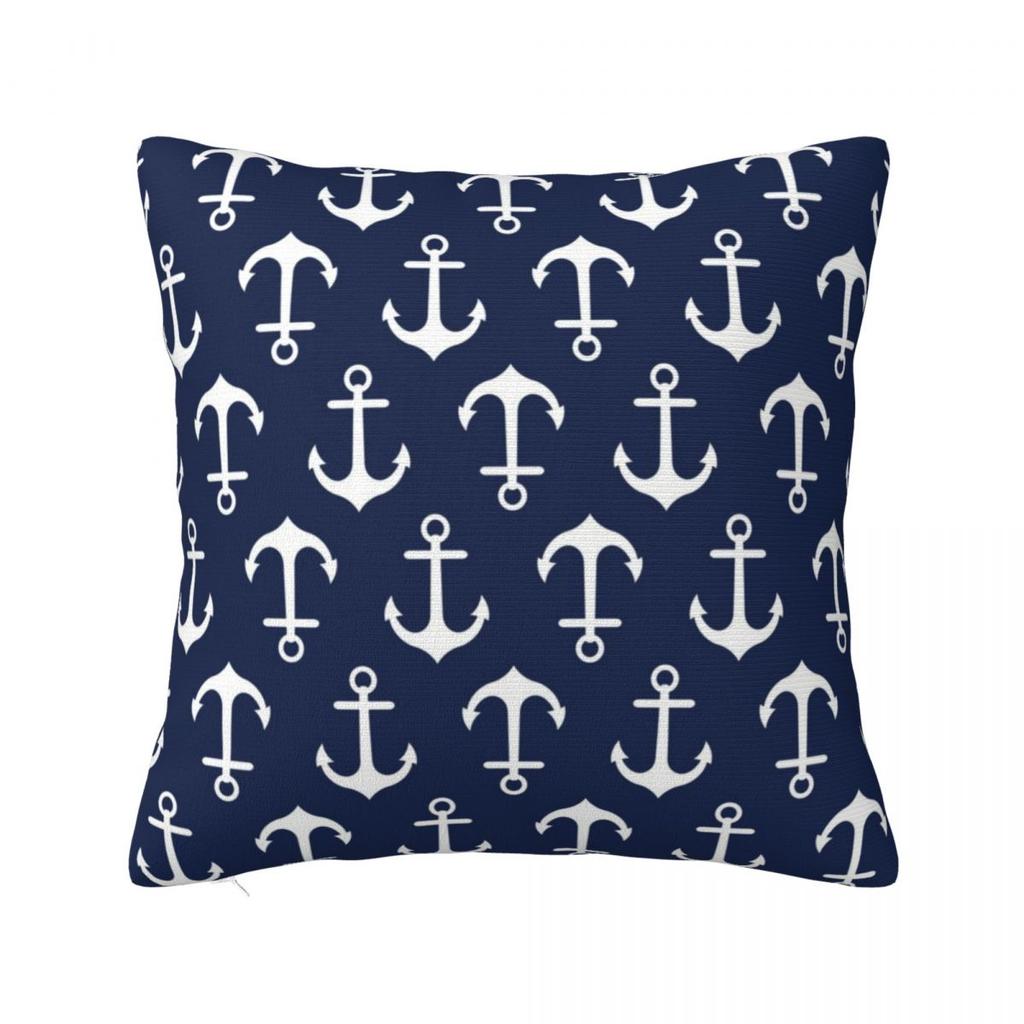 Nautical Red Navy Anchor Square Pillow Cases Cushion Covers Awesome Zippered Decorative Pillowcase for Sofa 45*45cm
