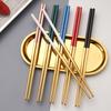 Stainless Steel Home Chinese Chopsticks Non-Slip Metal Fast Food Noodles Sushi Sticks Ramen Chopstick Kitchen Tableware Utensils