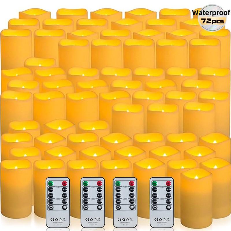 72-Pack LED Flameless Candles with Remote Control for Home and Special Occasions (Three Sizes)