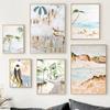 Скандинавский Абстрактный Пляж Кокосовая Пальма Море Серфер Ракушка Настенное Искусство Холст Принт HD Постер для Декора Гостиной Идеально для Современного H