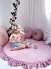 Play mat for children 100cm round with ruffles, Velvet Soft Olive