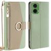 For Motorola Moto G35 5G Case Mirror Wallet Leather Phone Cover with Chain Shoulder Strap