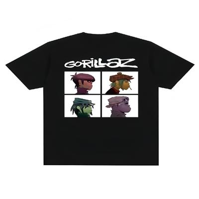 Футболка с принтом панк-рока музыкальной группы Gorillazs, повседневная мода 90-х с коротким рукавом, футболка большого размера унисекс