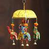 Multicolor Handcrafted Decorative Five Elephant Wall/Door/Window Hanging Bells Wind Chimes Showpiece for Home Decor, Wall Decor, Pooja Room Temple