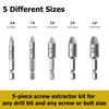 5Pc Damaged Screw Extractor Set HSS Stripped Screw Extractor Set Quickly Screw Bolt Extractor Kit All-Purpose Screw Remover Tool