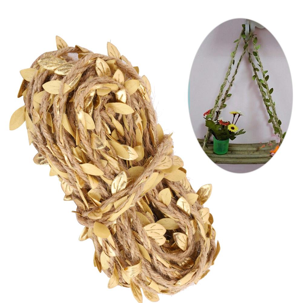 10 м искусственная гирлянда из листьев, веревка, лоза, плетение, пенька, сделай сам, домашнее ремесло, декор для свадебной вечеринки, золотой