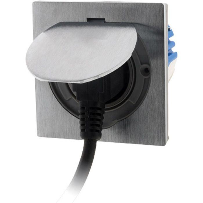 Prise de sol 16a 2p+t finition alu brossé - ip55 simple - zenitech