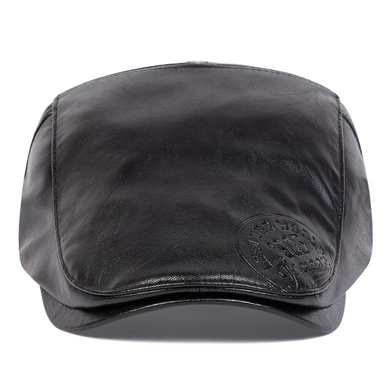 Men Retro 1985 Pu Leather Newsboy Caps British Painters Hats Spring Autumn Side Adjustable Flat Cap Hip Hop Berets