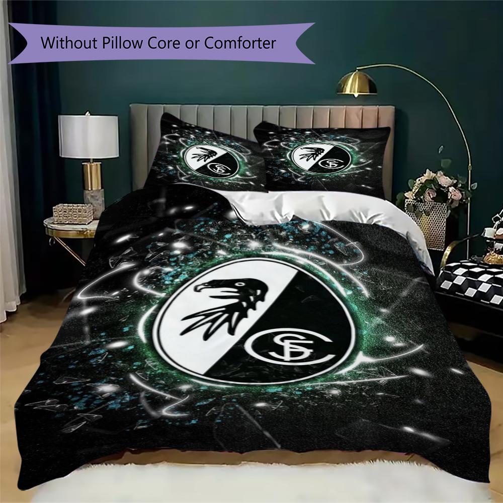 SC Freiburg Pattern Bedding uilt Set uilt Cover Pillowcase Home Decoration Birthday Gift (1 * duvet cover + 2 * pillowcase without core)80