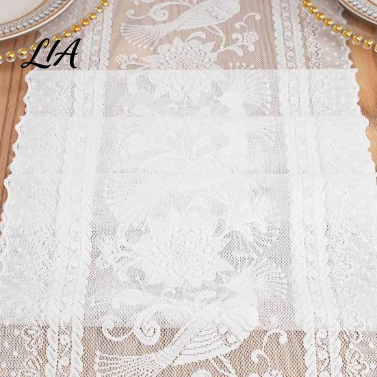 Floral Hollow Table Runner Vintage Lace Runner, Decorative Elegant Tablecloth, Bohemian Retro Wedding Party Decor Style Cover for Coffee And