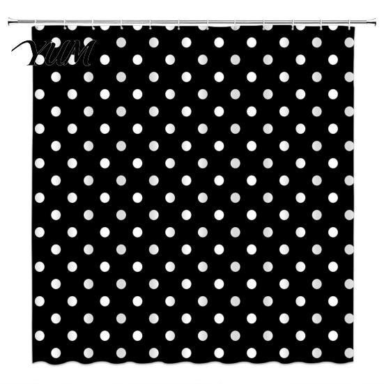 Easy Install Shower Curtains for Home Polka Dot Curtain with Hooks, Waterproof Fabric Bathroom Curtain, Retro Bath Decorative Washable Bathtub Decor,