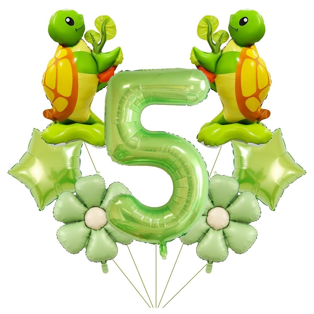 Sea Turtle Theme Birthday Decor 7pcs Foil Balloons 32inch Green Number Balloon 1-9 for Kids Birthday Party Decoration Supplies