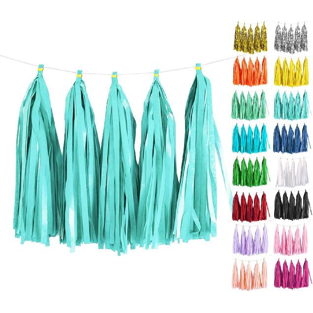 White Tassel Garland 20 Pcs, Tissue Paper Tassels Garland Banner for Party Birthday Wedding Decoration Baby Shower Table Decor