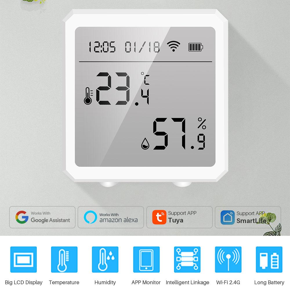 Wireless Digital Thermometer Hygrometer LCD Screen Home WIFI Temperature and Humidity Sensor
