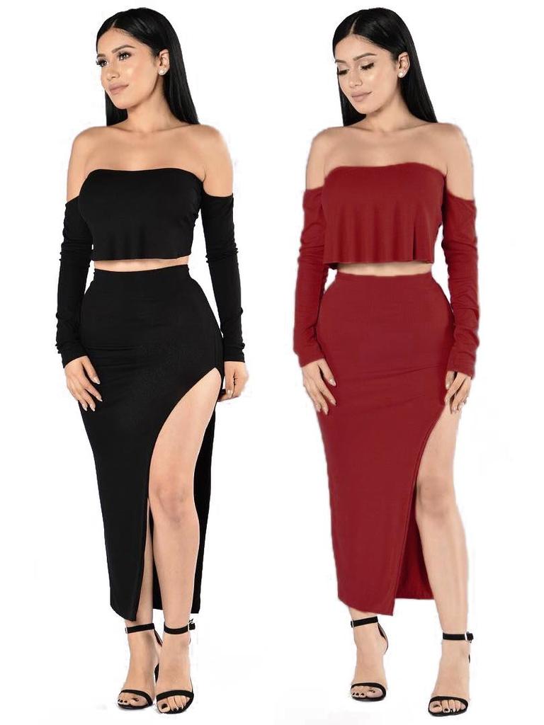 2017 European & American Sexy Nightclub Gabardine Two-Piece Dress