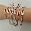 New Ethnic Gold Silver Handmade Weave Rope Bangles Shell Bead Bracelets Adjustable Bohemia