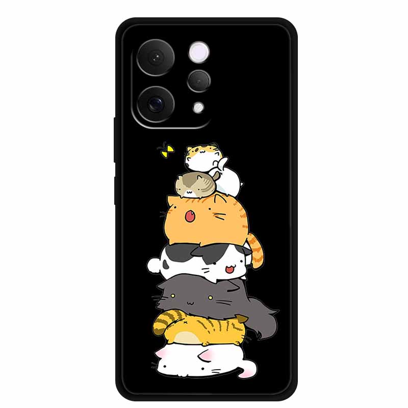 Coque For Vivo S50 V2528A Case 6.59" Black Silicone Case Cartoon Cat Shockproof Soft Back Cover For Vivo S50 5G 2025 Phone Case