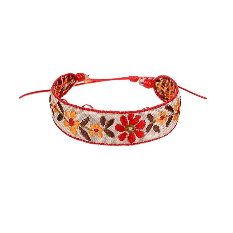Cross-Border Bracelet Retro Handmade Bracelet Bohemian Printed Fabric Artistic Bracelet Carrying Strap Ethnic Style